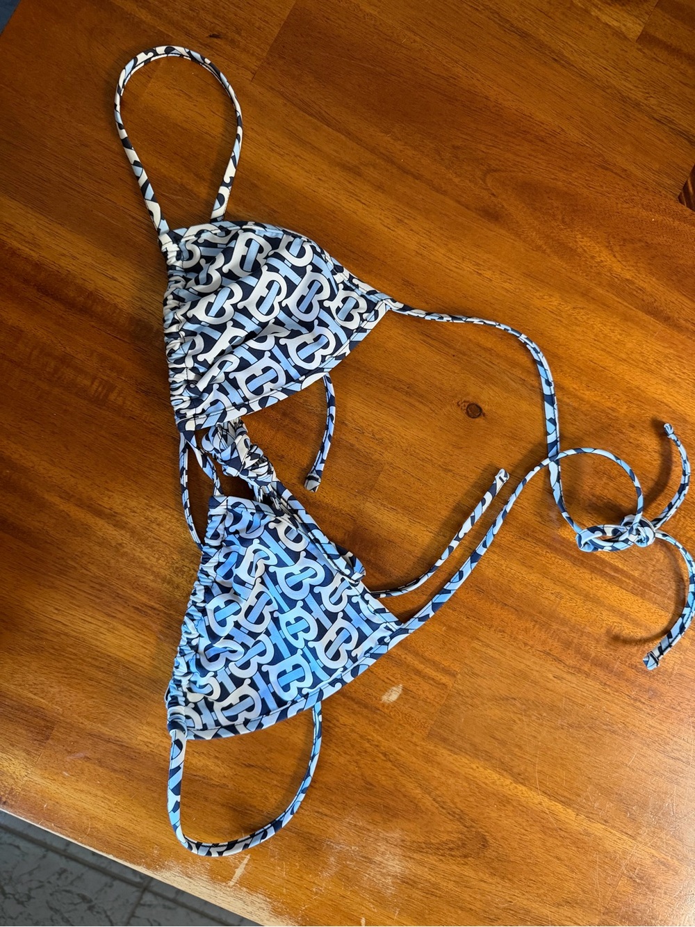 Burberry Triangle Bikini Top in Blue & White - Picture 1 of 5